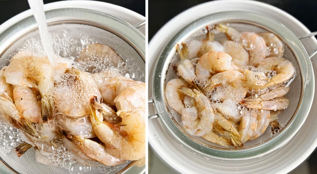 Thawing Shrimp in Running Water