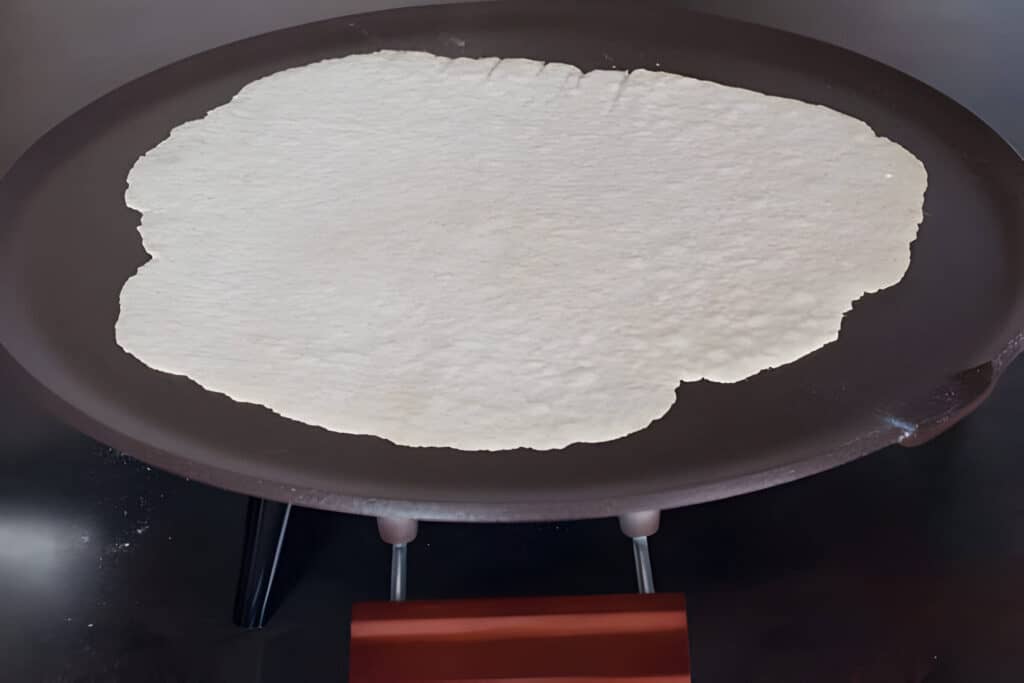 Lefse on Griddle Cooking First Side