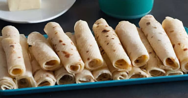 Closeup of Lefse Rolls on a Serving Platter