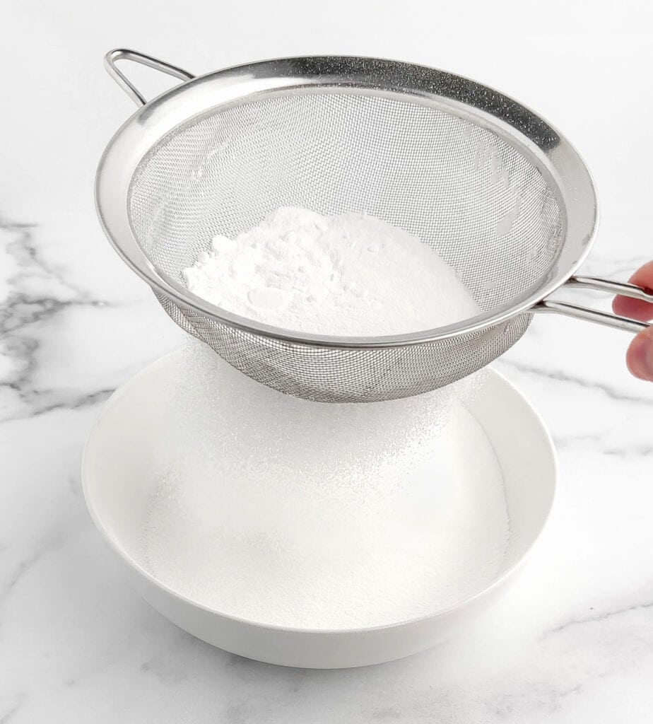 Sifting Powdered Sugar with Fine Mesh Strainer