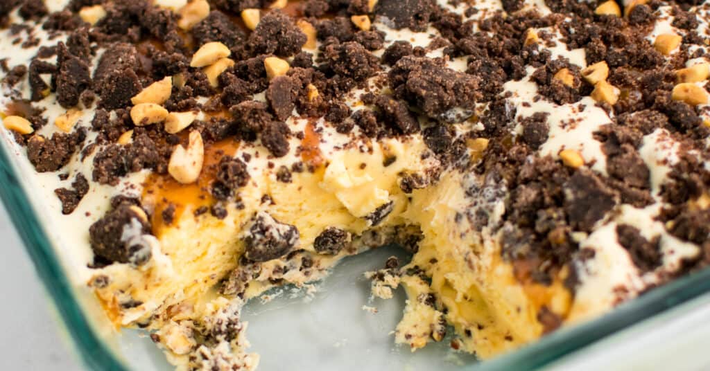 Ice Cream Crunch Cake in Glass Pan