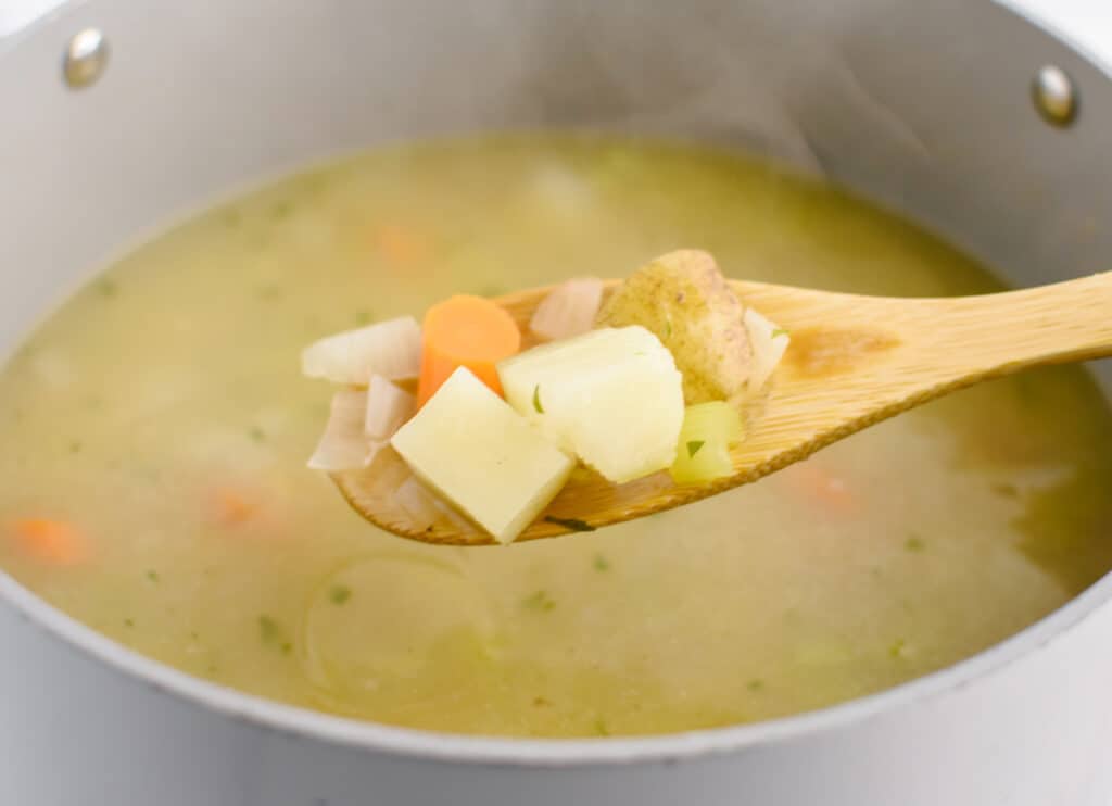 Soup Cooked Prior to Adding Knoefla Dumplings