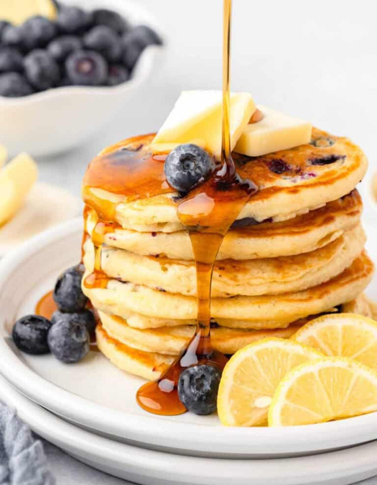 Blueberry Lemon Pancakes by Quiche My Grits