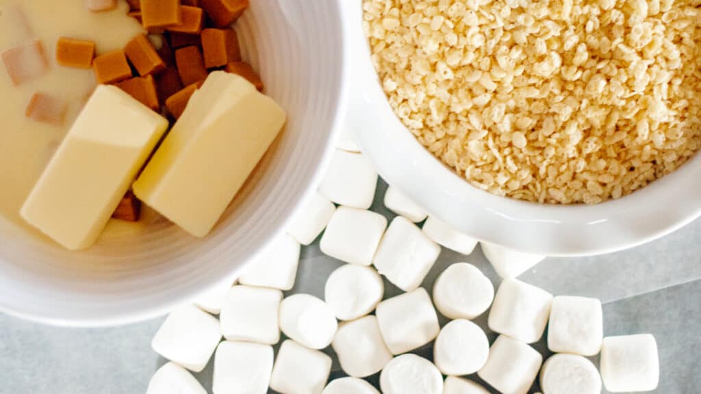 Caramel, Butter, Marshmallows and Rice Krispies