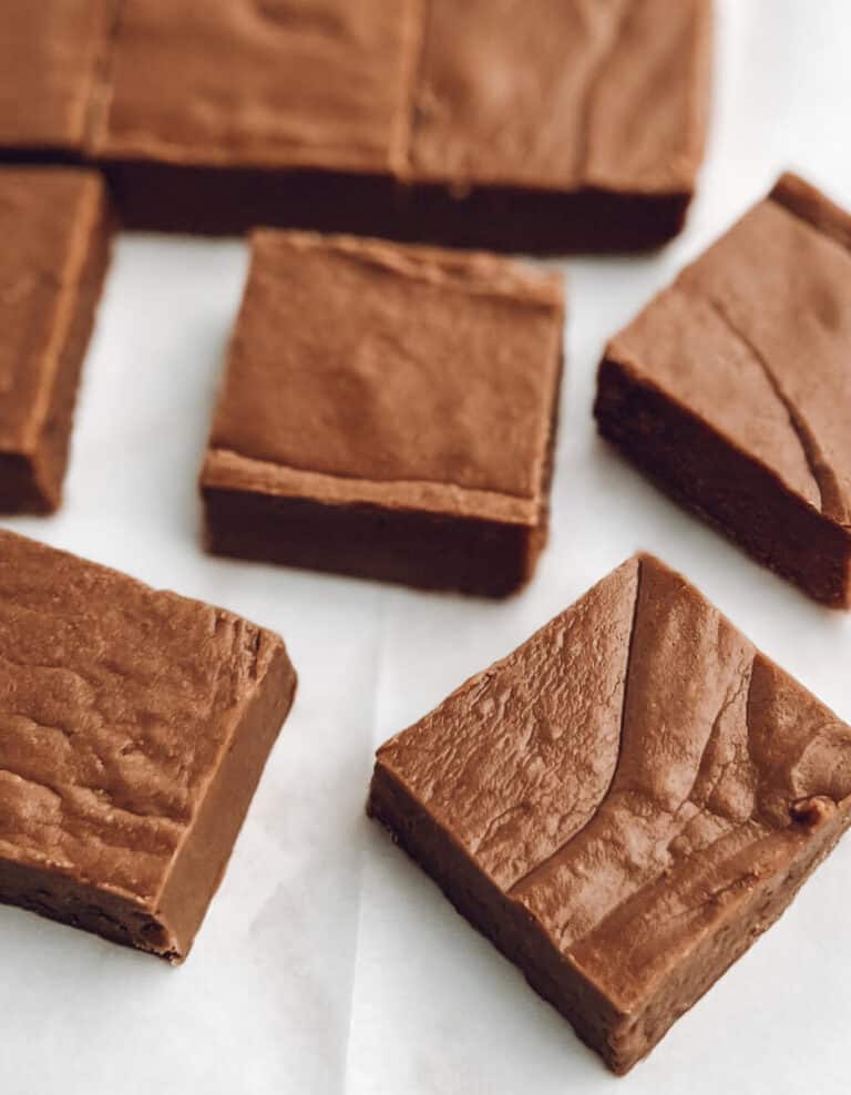 Pieces of Chocolate Fudge Parchment Paper