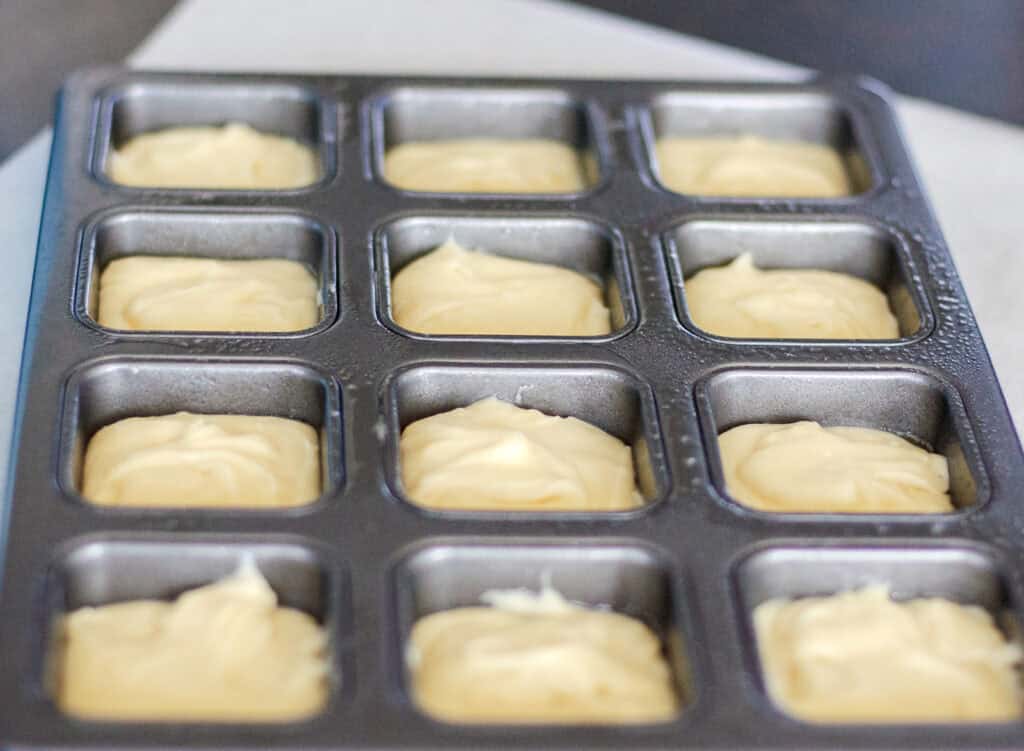 Batter Scooped into Brownie Bar Pan