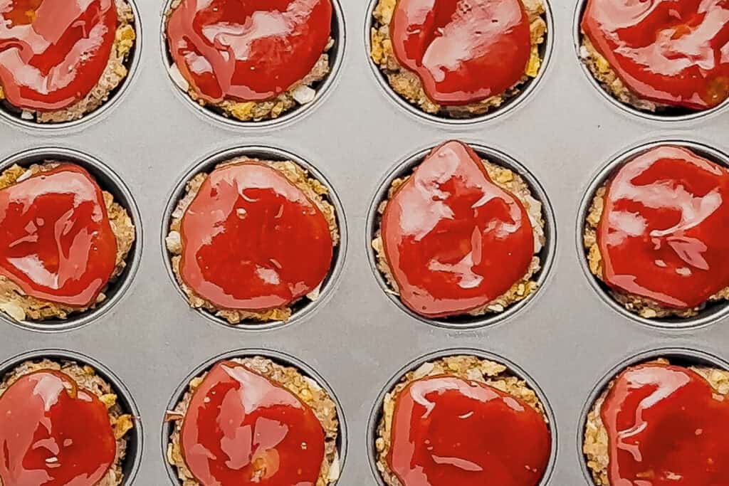 Mini Meatloaves With Sauce Done in Muffin Tin