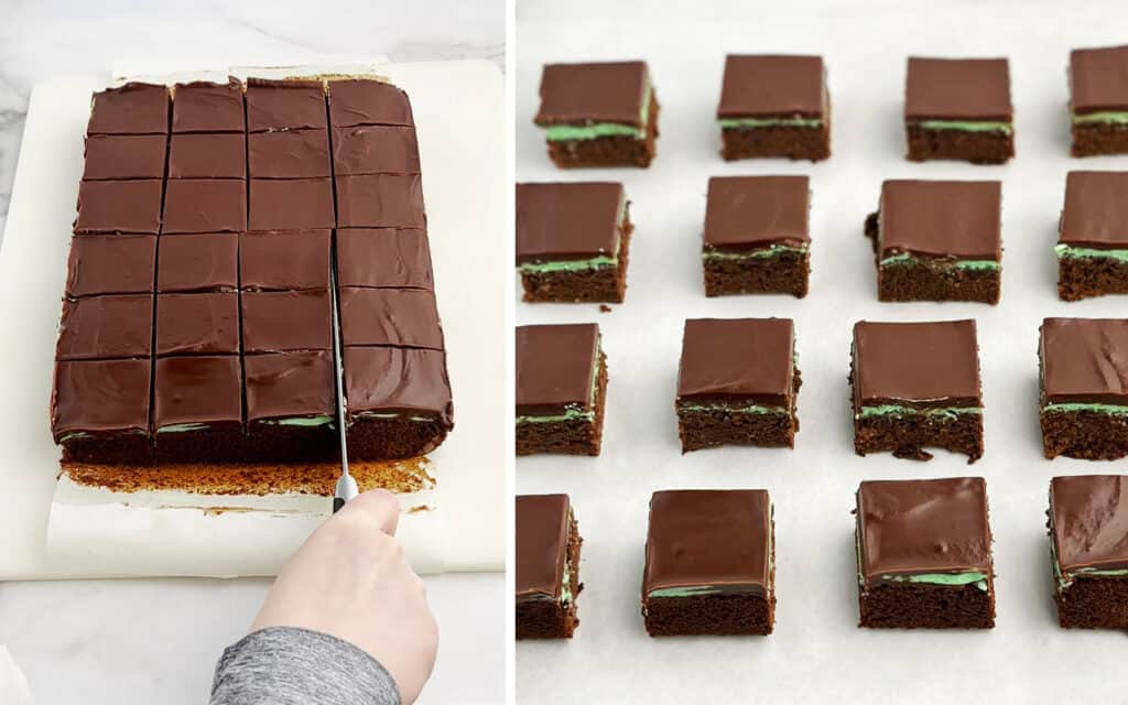 Cutting Mint Chocolate Brownies into Equal Pieces
