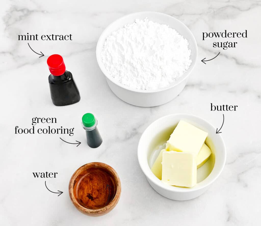 Mint Filling Ingredients on White Marble Surface