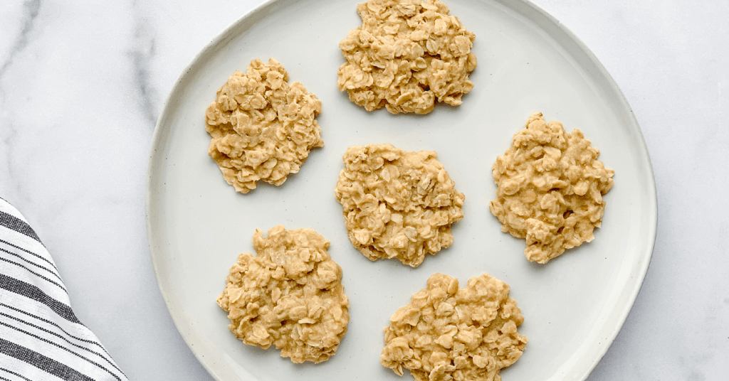 No Bake Peanut Butter Oatmeal Cookies on Plate