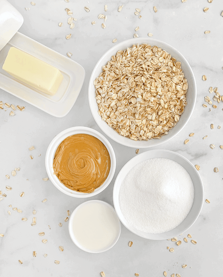 No Bake Peanut Butter Oatmeal Cookies Ingredients