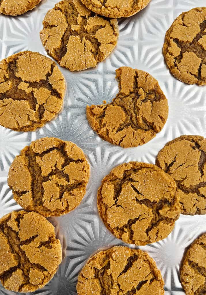 Baked Molasses Cookies on Decorative Baking Pan