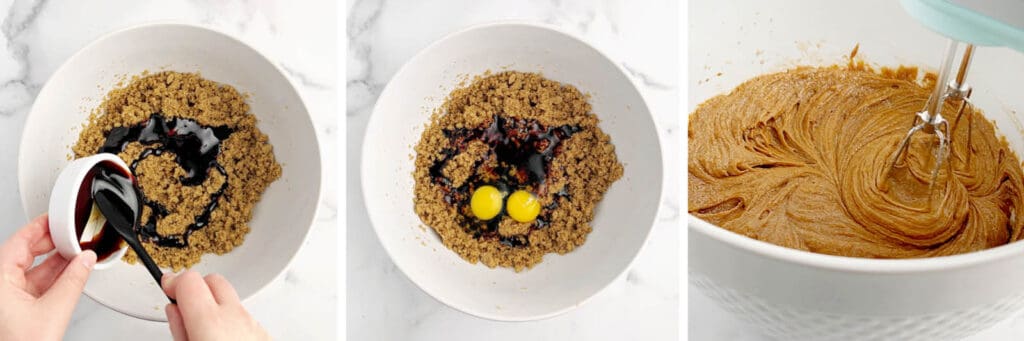 Adding Eggs and Molasses to Brown Sugar Mixture