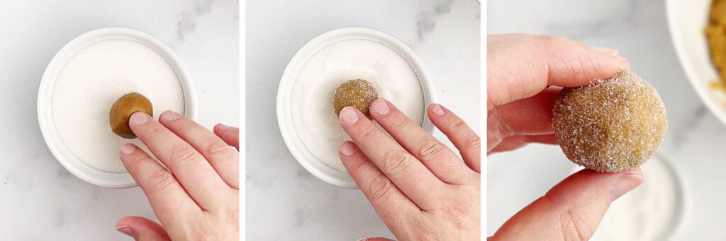 Rolling Dough Balls Into Sugar