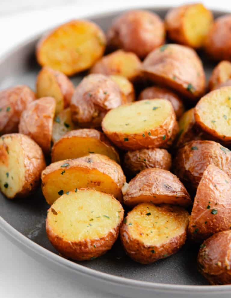 Oven Roasted Potatoes on Grey Plate