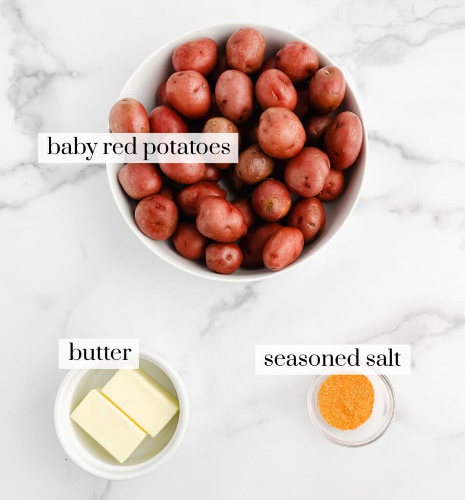 Ingredients for Roasted Potatoes Including Butter and Seasoned Salt