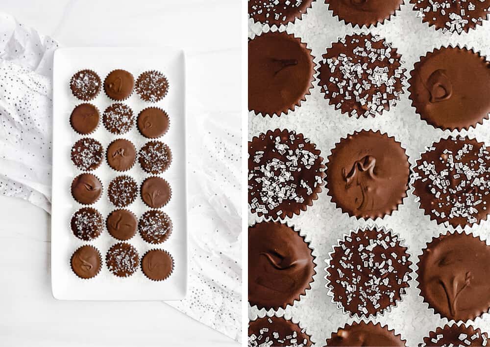 Peanut Butter Cups on Tray with Coarse Sugar