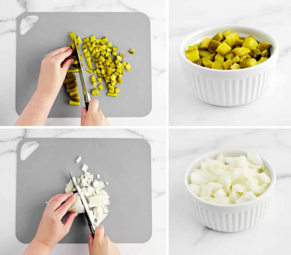 Dice Pickles and Onions