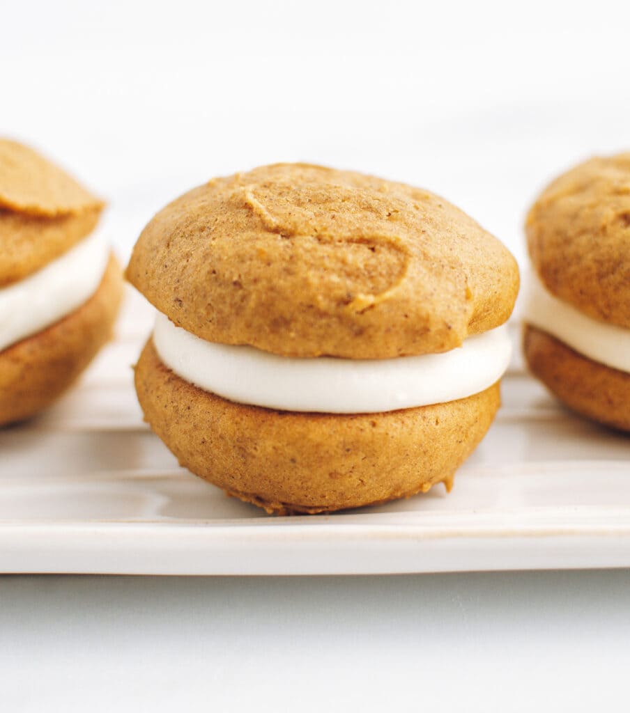 Closeup of Whoopie Pie on Serving Dish