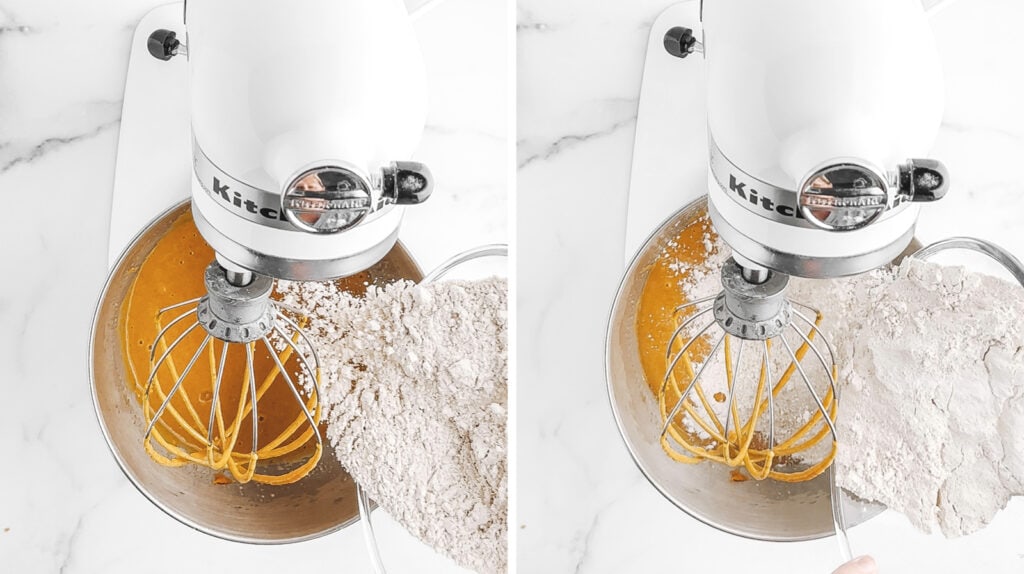 Adding Flour to Pumpkin Mixture