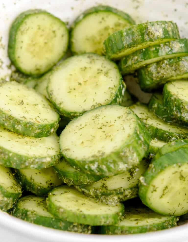 Ranch Cucumber Chips in White Bowl