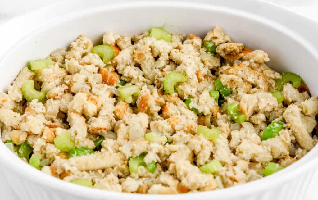 Stuffing in Baking Dish Prior to Baking