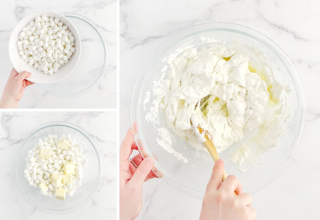 Marshmallow and Butter in Mixing Bowl
