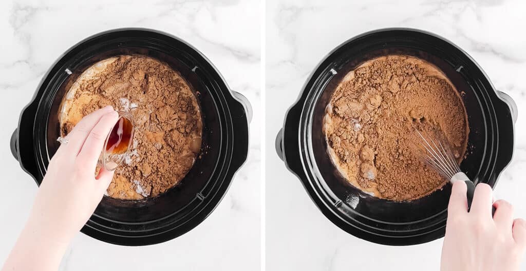 Add Vanilla and Mix Cocoa in Slow Cooker