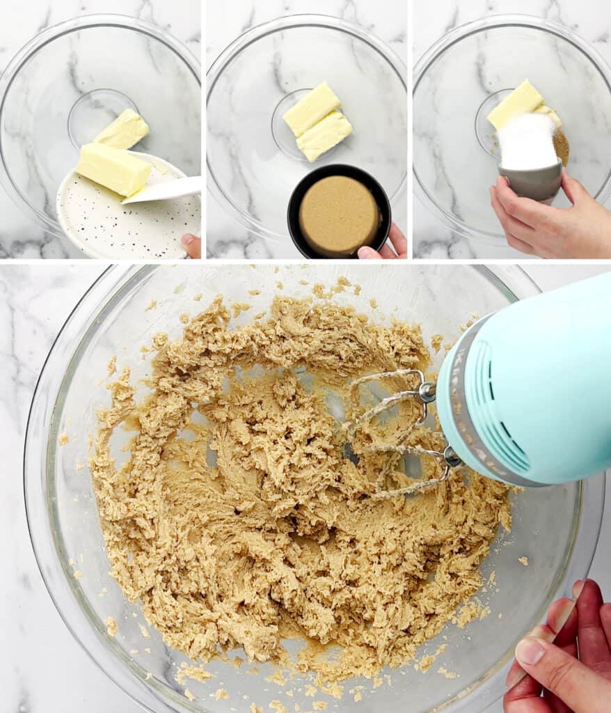 Cream Butter Brown Sugar and Sugar in Bowl