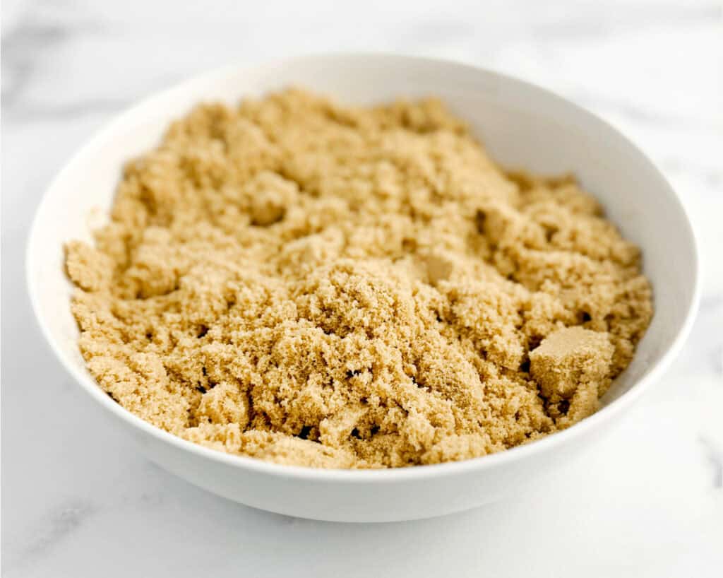 Softened Brown Sugar in White Bowl