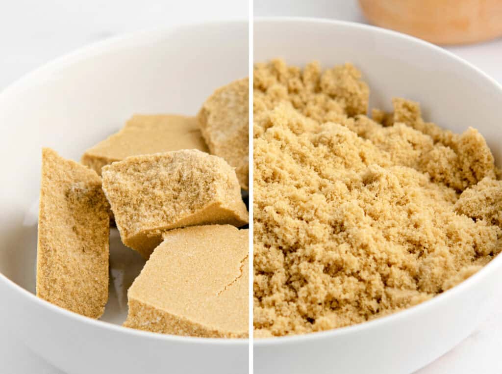 Hard Brown Sugar (Left) Soft Brown Sugar (Right)