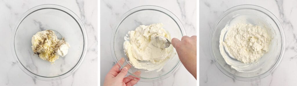 Add Salt and Pepper to Mixing Bowl of Cream Cheese Mixture