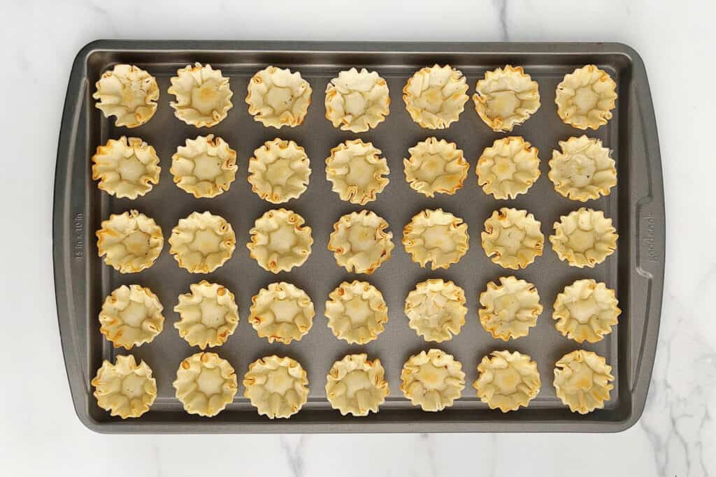 Phyllo Pastry Shells on Baking Sheet