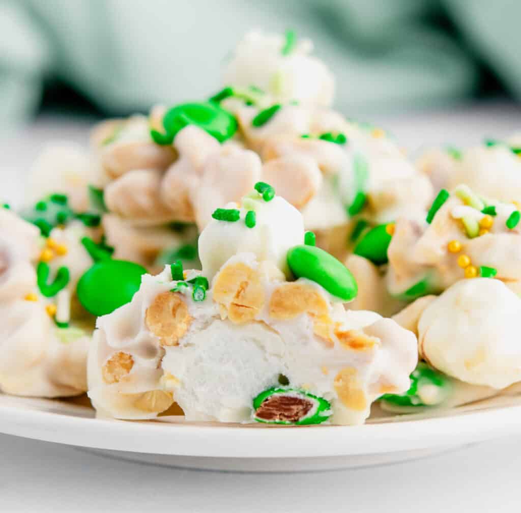 Plate of Peanut Candies with One Cut Open
