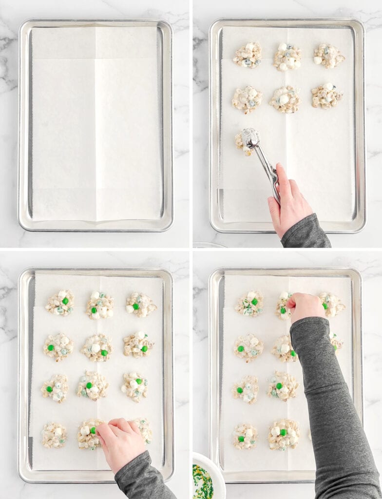 Spooning Candy Onto Baking Sheet