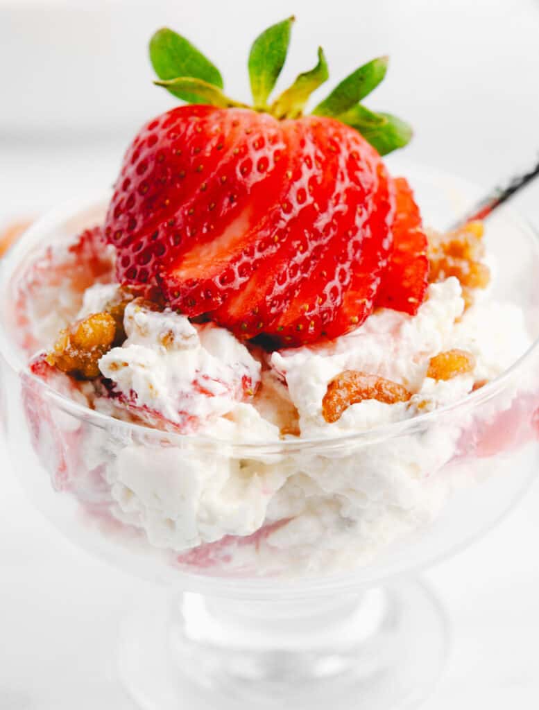 Strawberry Pretzel Salad in a Dessert Bowl