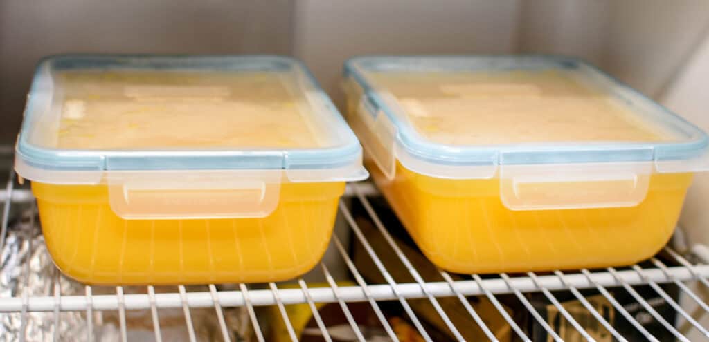 Slush Mixture in Containers in Freezer