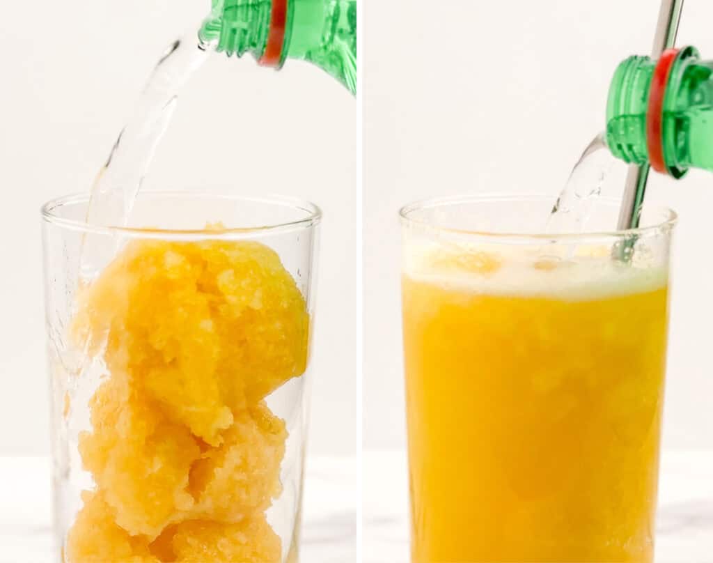 Pouring Soda Over Slush in Glass