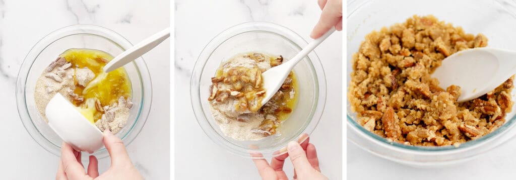 Blending Pecan Brown Sugar Topping Mixture with Butter