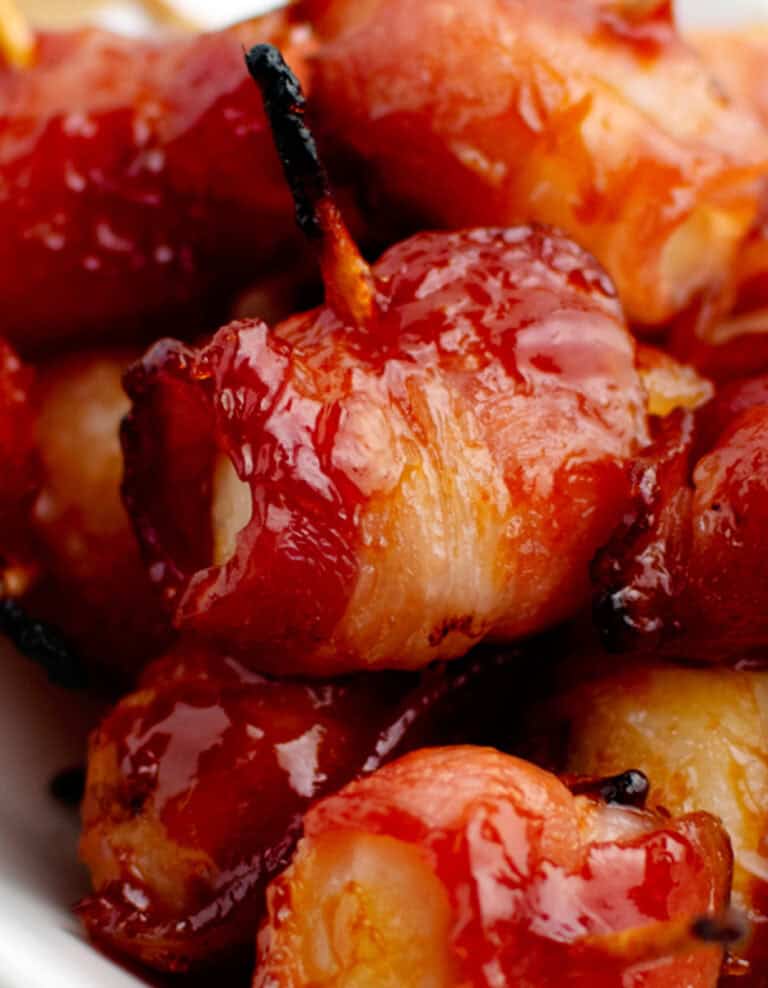 Bacon Wrapped Water Chestnuts on Toothpicks