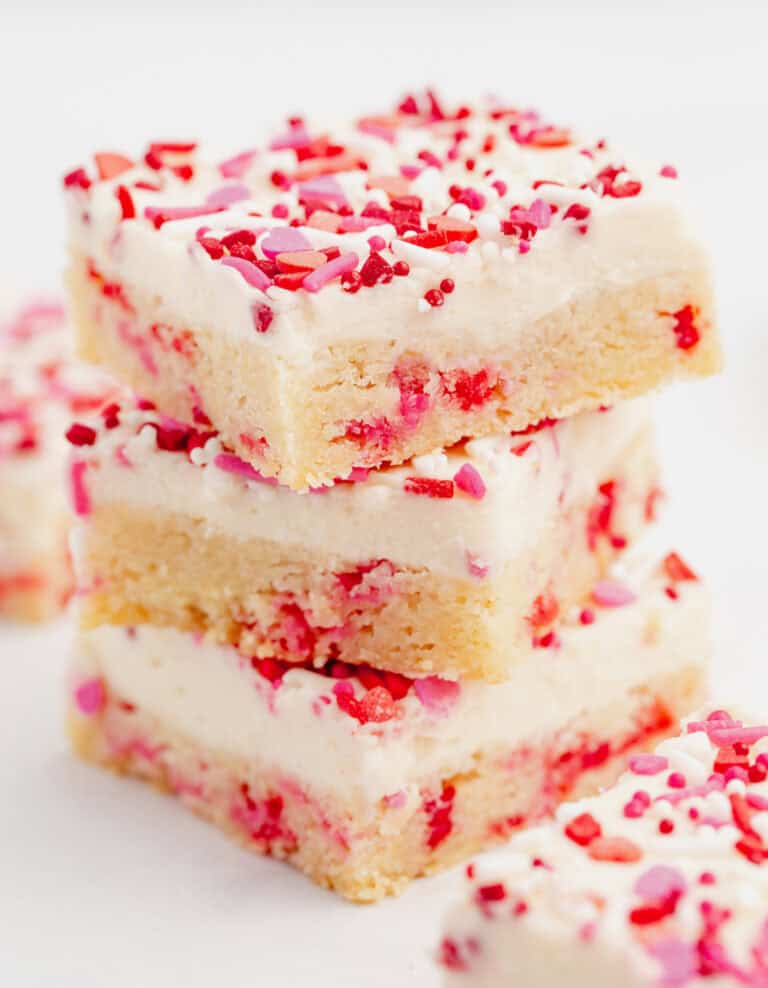 Stacked Valentine Sugar Cookie Bars with Sprinkles