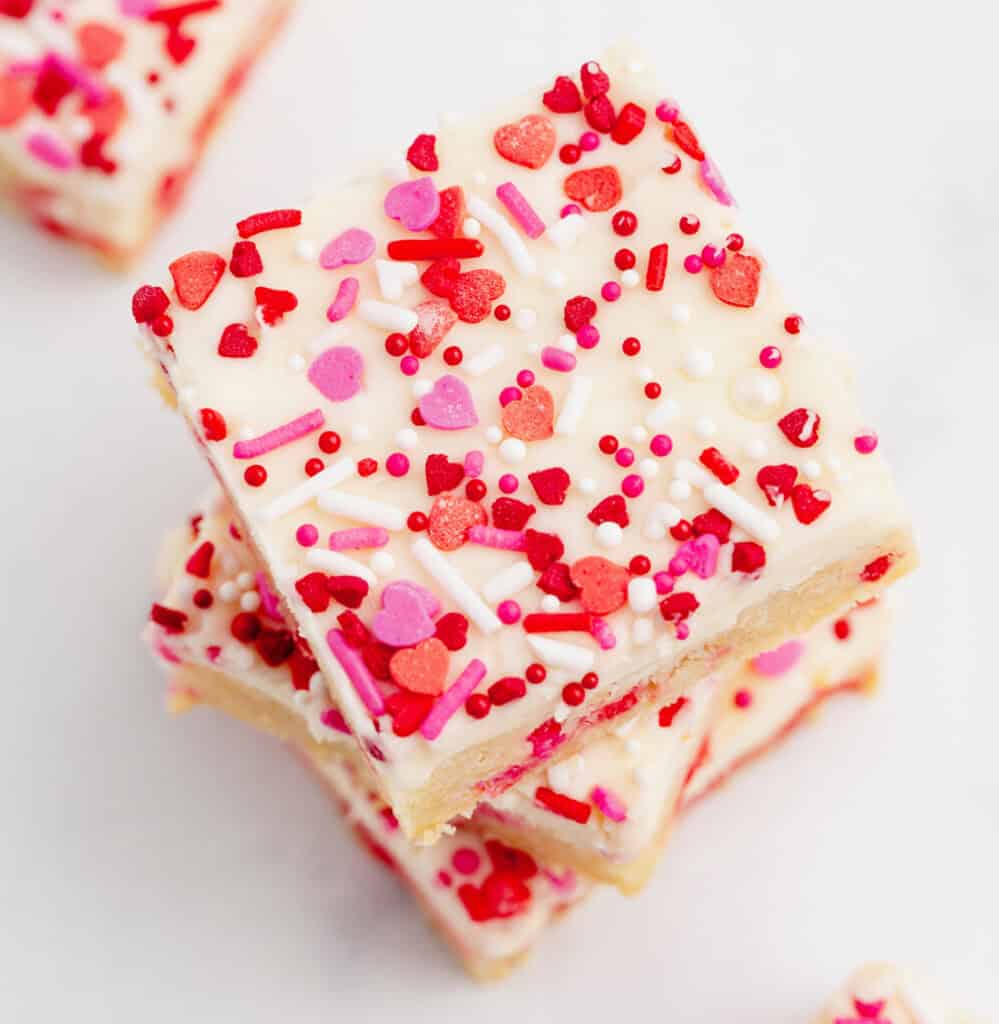 Top Down View of Stack of Sprinkle Sugar Cookie Bars