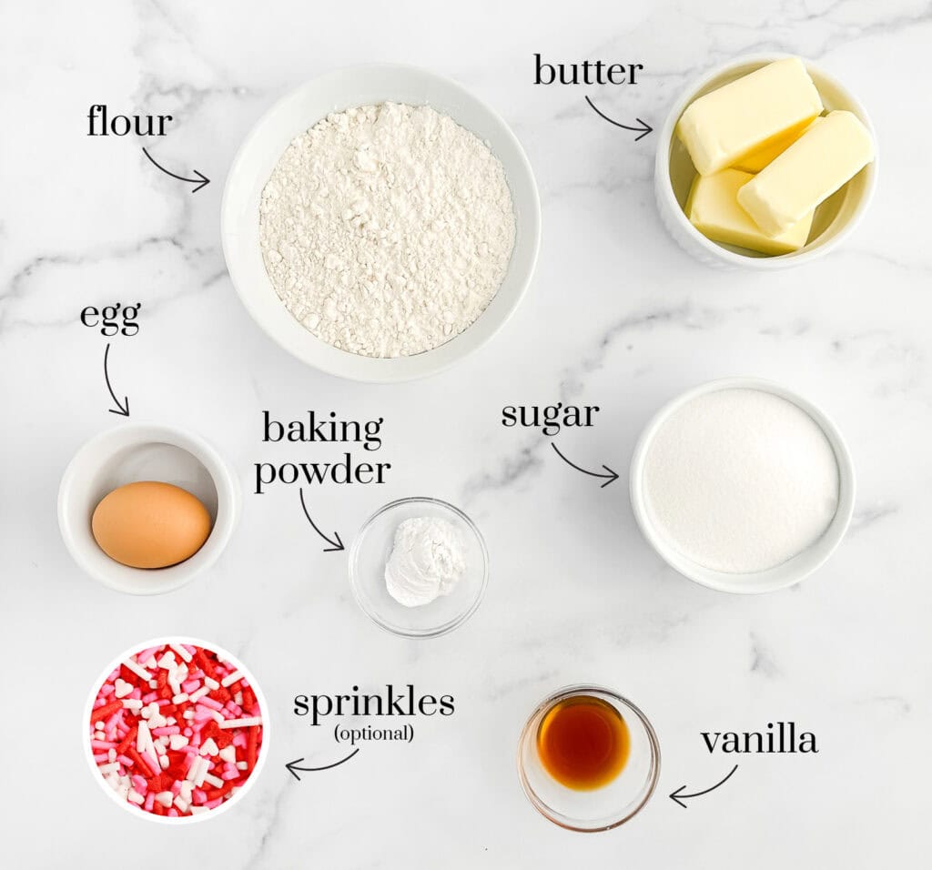 Valentine Sugar Cookie Dough Ingredients