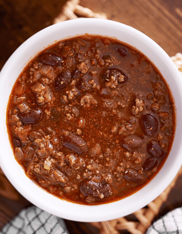 Chili in a White Bowl
