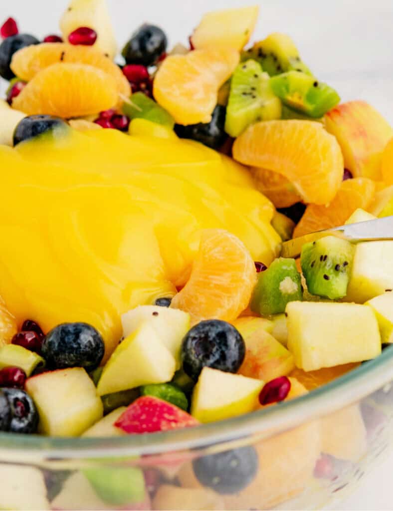 Adding Glaze on top of Fruit Mixture