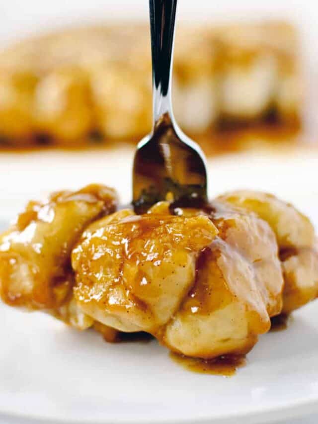 Caramel Roll Pull-Aparts on Plate with Fork